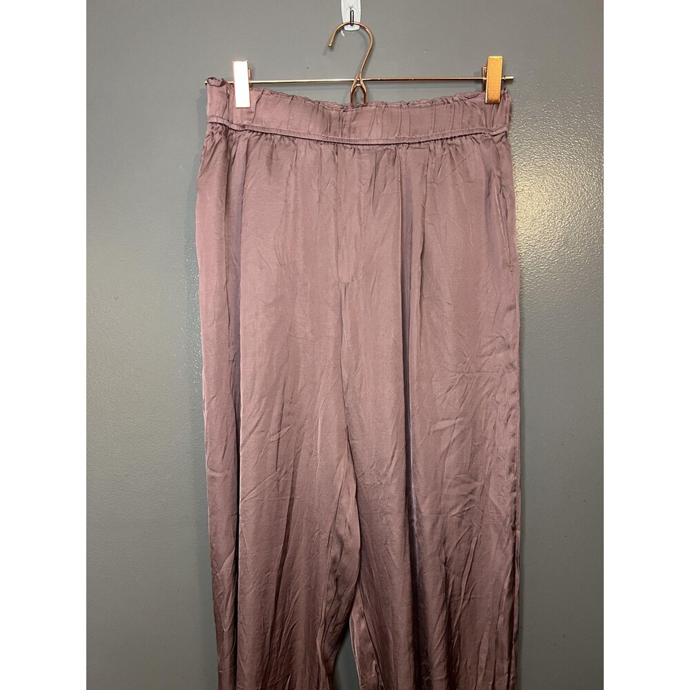 Olivaceous Pants Womens Large Mauve Satin Jogger Elastic Waist Cuffed Hem